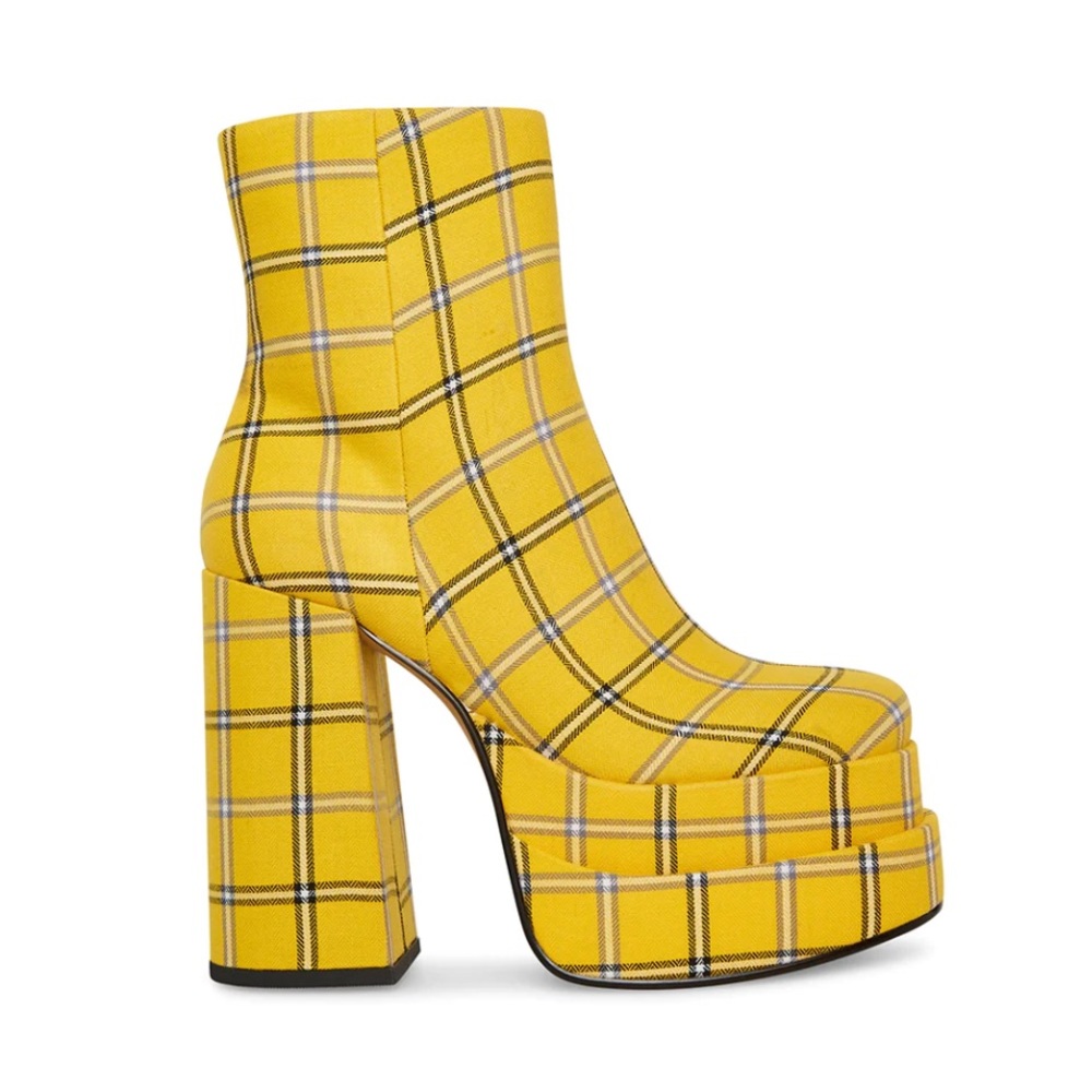 Steve Madden Cobra Yellow Plaid Platform Boots